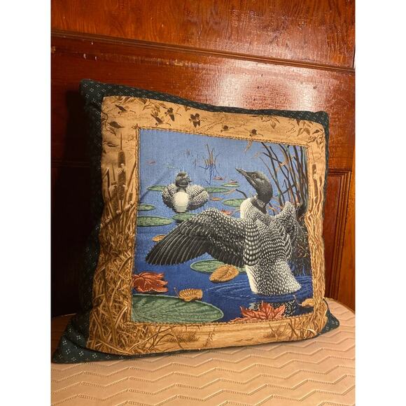 VINTAGE Loon Square Decoration Up North Baby Duck Pillow - Picture 3 of 3